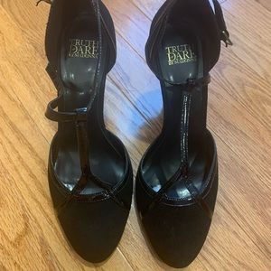 Black Suede and Patent Heels